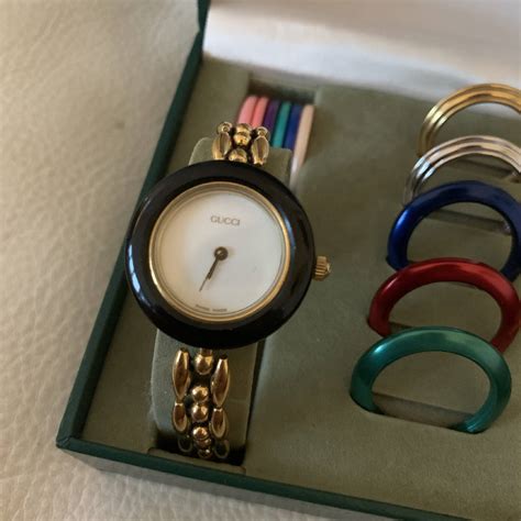 gucci womens watch with changeable bezels|vintage gucci change bezel watch.